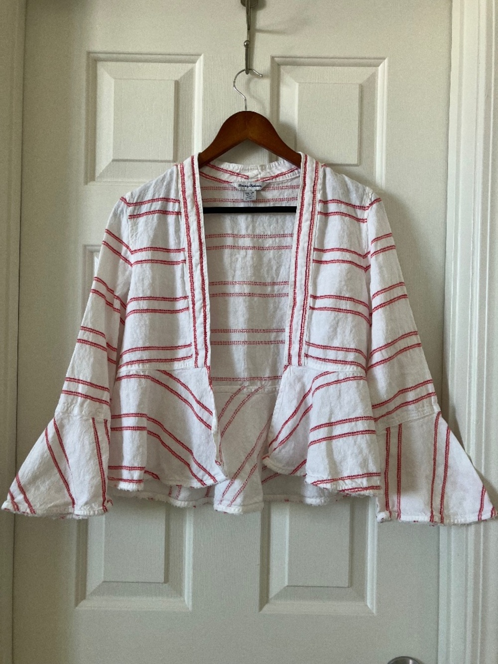 Tommy Bahama Marcella Striped White and Paradise Pink 100% Linen Jacket XS